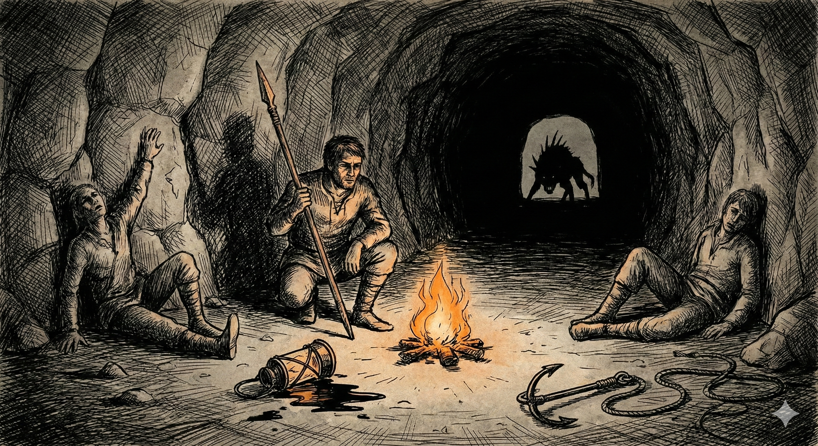 Maw Beast attack in Yeller Quarry cave, Year 855