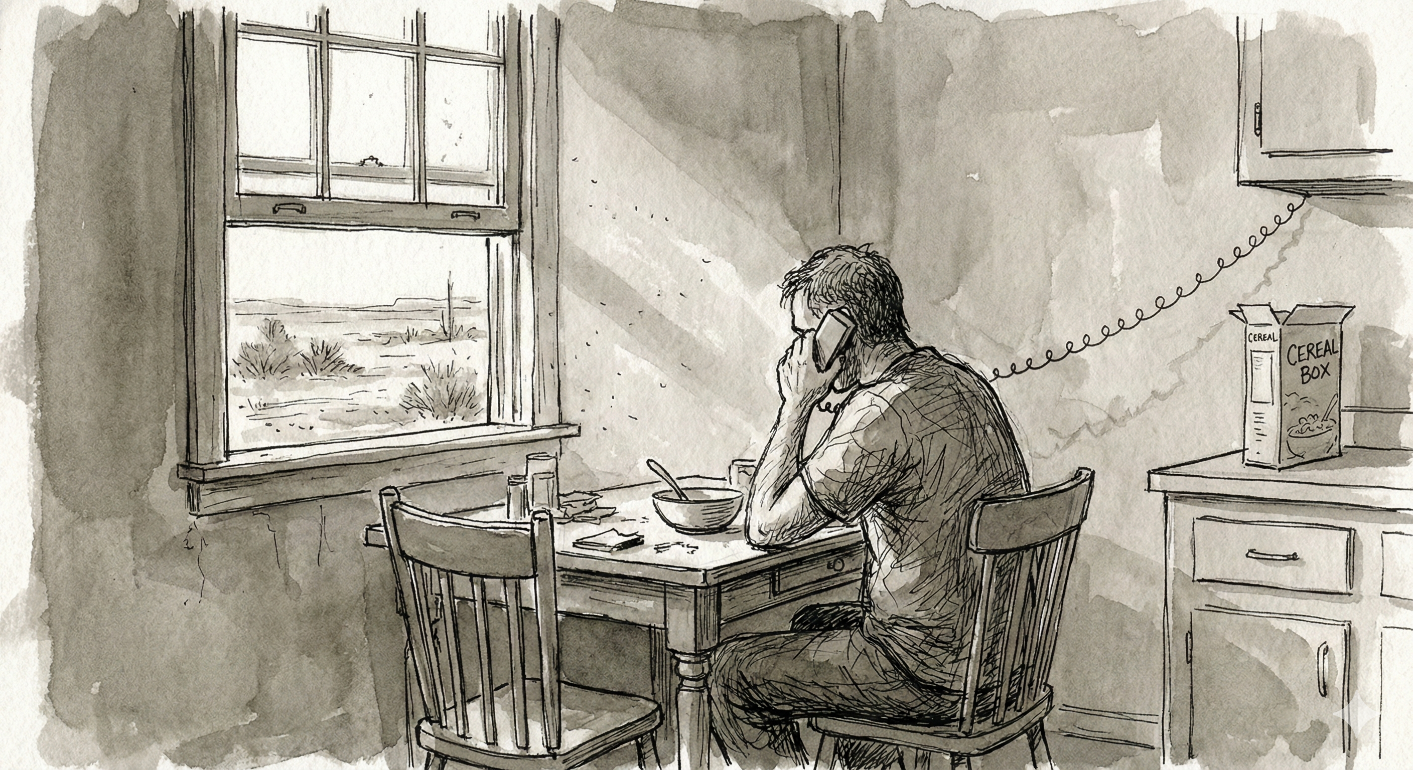 Moss on the phone in a Dead River kitchen