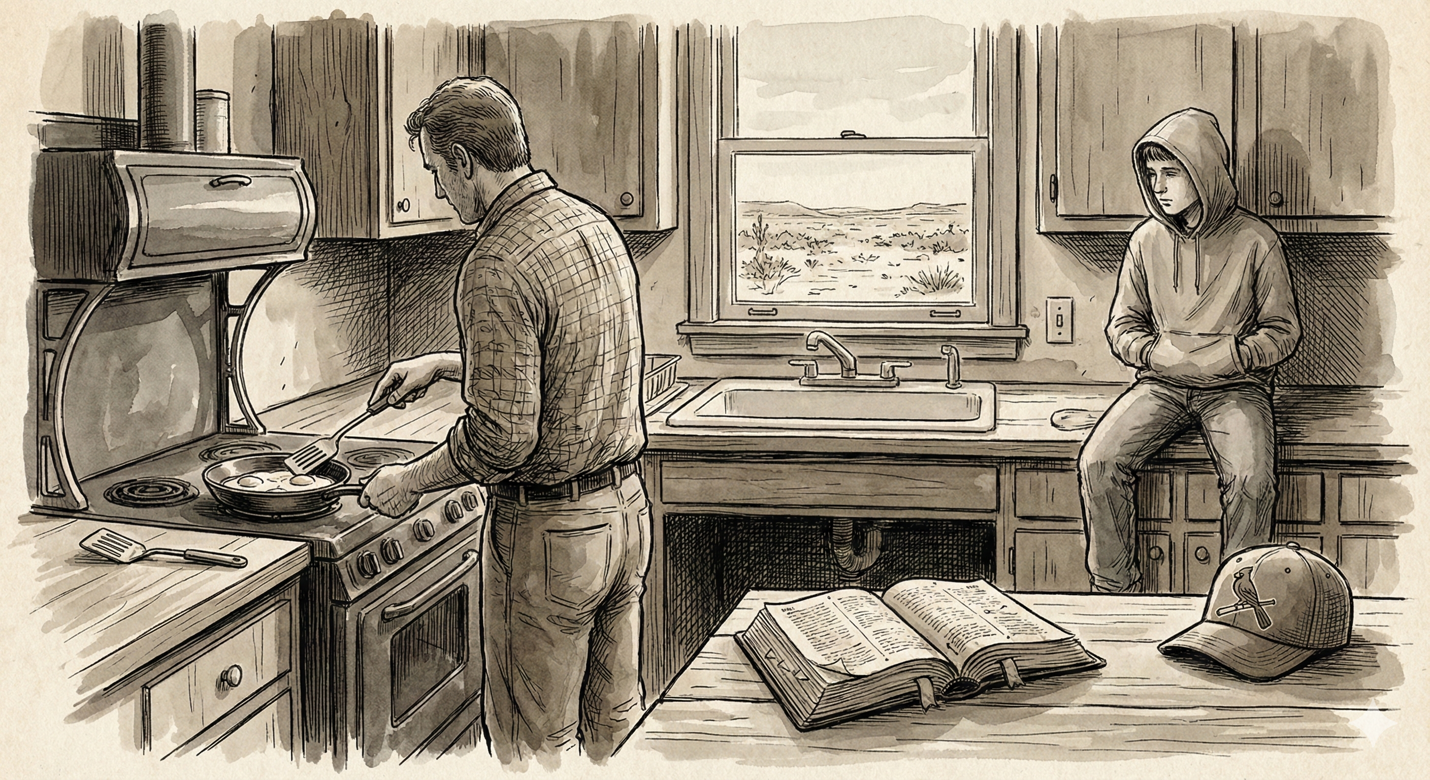 Kitchen Bible study scene